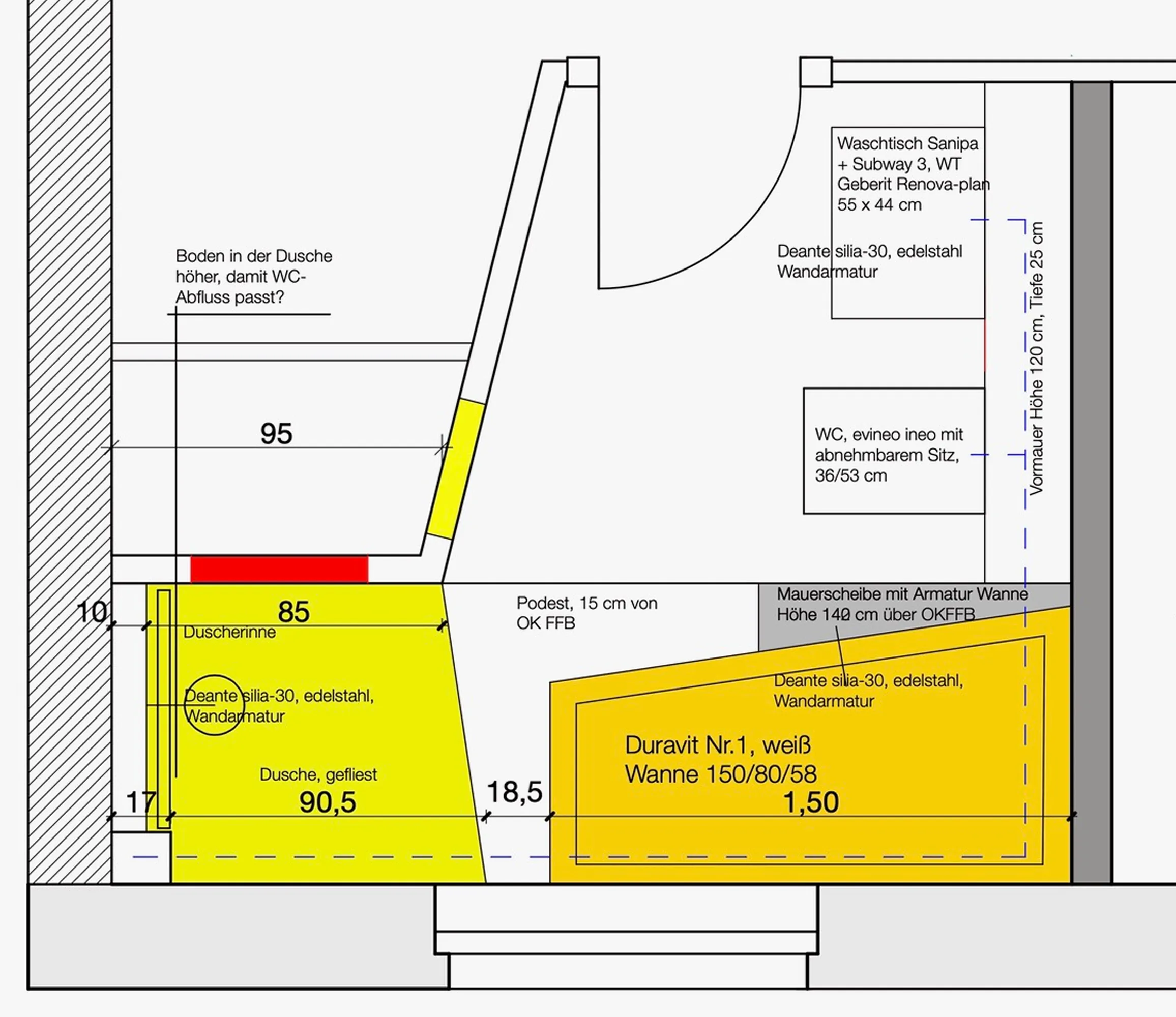 Badsanierung im Reihenhaus, Wiesbaden